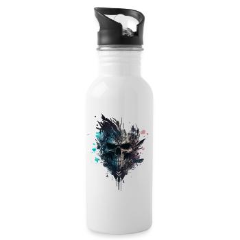 Splash multicolor skull - Water bottle with straw - white - Right