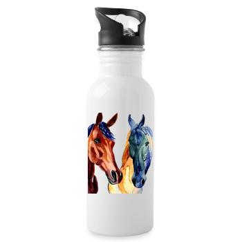 Horses Abstract Watercolor - Water bottle with straw - white - Right