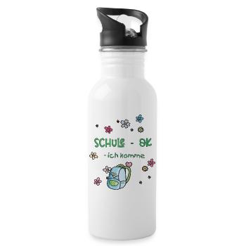 Schule, Einschulung - Trinkflasche mit integriertem Trinkhalm - Weiß - Rechts
