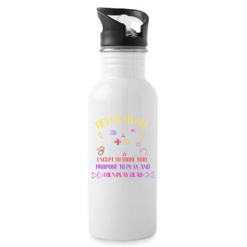 Neon-Gaming-Motto: Spiel und spiel tot - Trinkflasche mit integriertem Trinkhalm - Weiß - Rechts