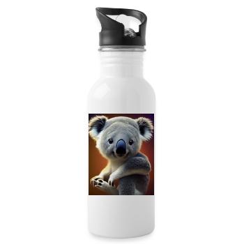Drawing of a cool Koala in summer - Water bottle with straw - white - Right
