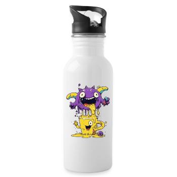 Monster Crash - Purple Monster and Yellow Cup - Water bottle with straw - white - Right