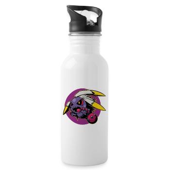 Monster Crash - Cooles lila Monster - Trinkflasche mit integriertem Trinkhalm - Weiß - Rechts