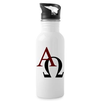 Alpha und Omega - Trinkflasche mit integriertem Trinkhalm - Weiß - Rechts