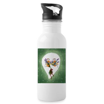 et fleurs - Gourde avec paille intégrée - blanc - Droite