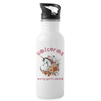 des licornes - Gourde avec paille intégrée - blanc - Droite