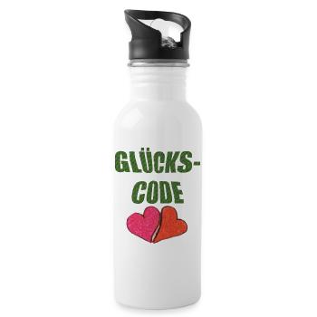 glückscode - Trinkflasche mit integriertem Trinkhalm - Weiß - Rechts