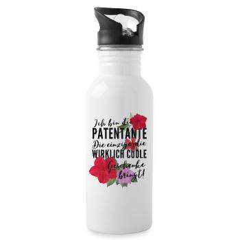 Ich bin die beste Patentante der Welt Geschenk - Trinkflasche mit integriertem Trinkhalm - Weiß - Rechts