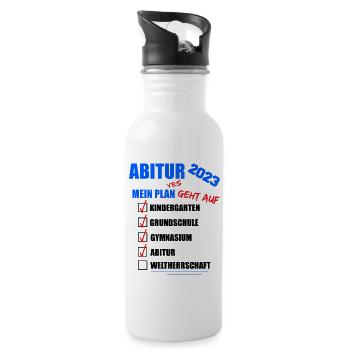 Abitur Abi 2023 Abitur bestanden WELTHERRSCHAFT - Trinkflasche mit integriertem Trinkhalm - Weiß - Rechts