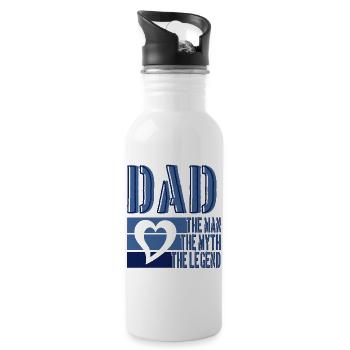 PAPA THE MAN THE MYTH THE LEGEND BLUE HEART - Water bottle with straw - white - Right