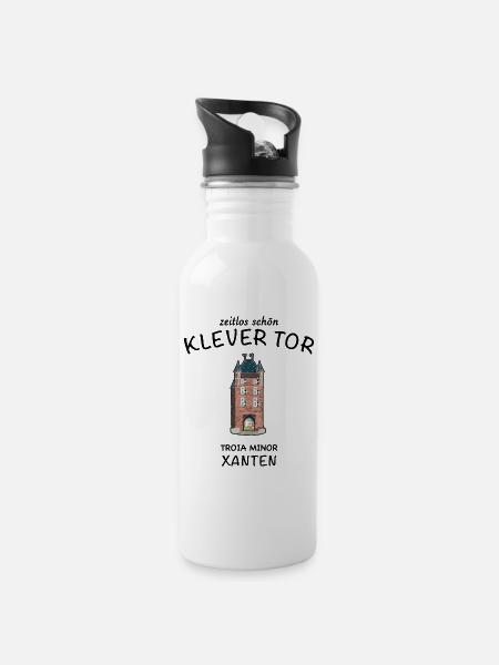 Xanten, Klever Tor,, Deutschland - Trinkflasche mit integriertem Trinkhalm - Weiß