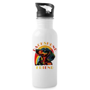 Dackel Der beste Freund - Trinkflasche mit integriertem Trinkhalm - Weiß - Rechts