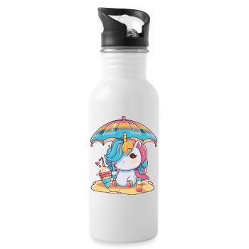 Unicorn magic - Feel like you're in a fairy tale - Water bottle with straw - white - Right