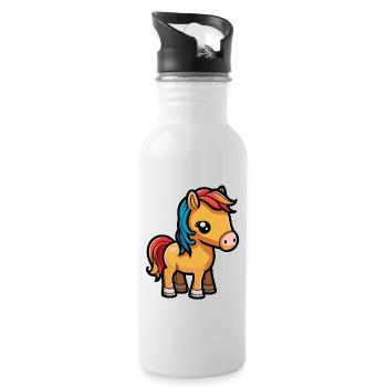 Cute horse for school beginners and kindergarten children - Water bottle with straw - white - Right