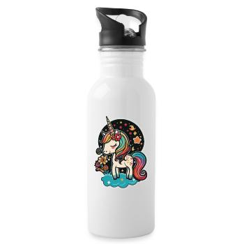 Cute magic unicorn for kindergarten and school - Water bottle with straw - white - Right