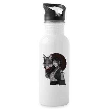 Wolf Lady - Trinkflasche mit integriertem Trinkhalm - Weiß - Rechts