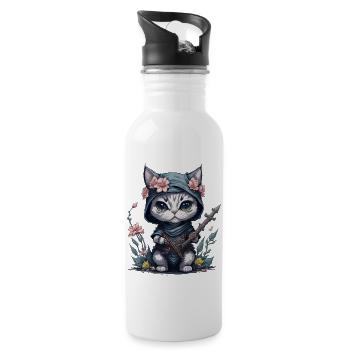 Feel epic with the ninja cat - Water bottle with straw - white - Right
