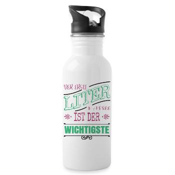 bürohumor lustig kaffeeliebhaber baristia müde - Trinkflasche mit integriertem Trinkhalm - Weiß - Rechts