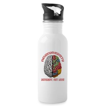 "Different, Not Less" Neurodiversity - Water bottle with straw - white - Right