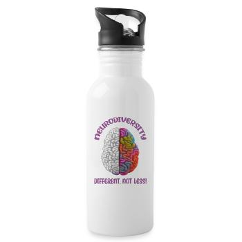 "Different, Not Less" Neurodiversity - Water bottle with straw - white - Right