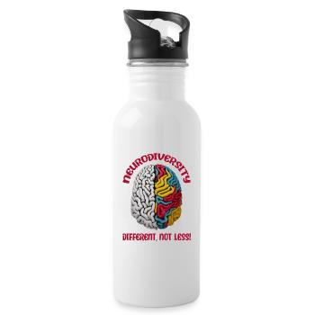 "Different, Not Less" Neurodiversity - Water bottle with straw - white - Right