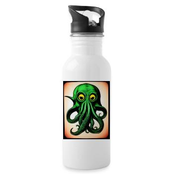 Octopus #001 - Trinkflasche mit integriertem Trinkhalm - Weiß - Rechts