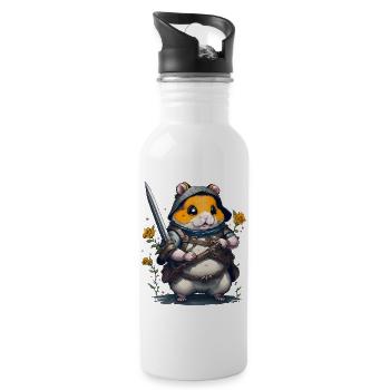 Ninja Hamster-Held des Gartens - Trinkflasche mit integriertem Trinkhalm - Weiß - Rechts