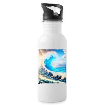 Perfect Wave #002f - Trinkflasche mit integriertem Trinkhalm - Weiß - Rechts