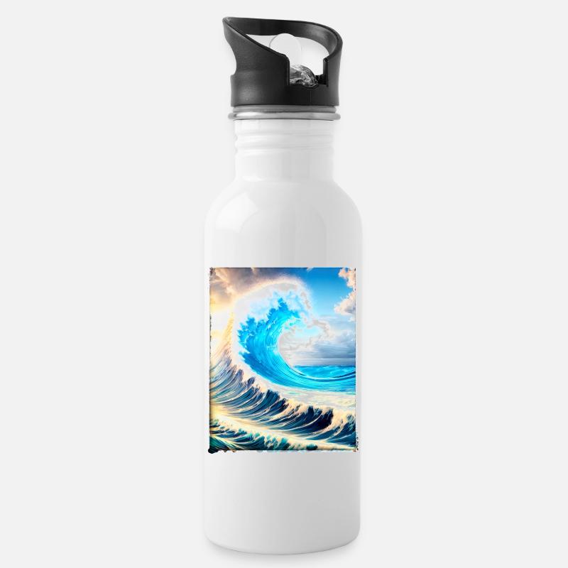 Perfect Wave #002f - Trinkflasche mit integriertem Trinkhalm - Weiß