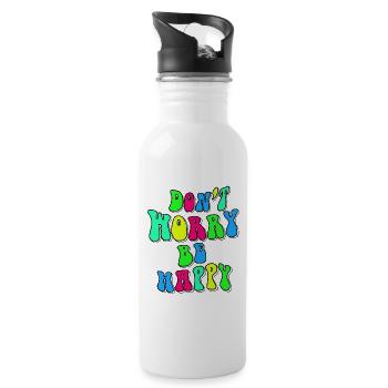 Don't worry be happy in the color # - Water bottle with straw - white - Right