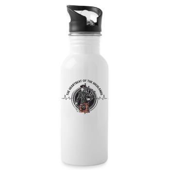 Dudelsackspieler schottischer Bagpipe-Herzschlag - Trinkflasche mit integriertem Trinkhalm - Weiß - Rechts