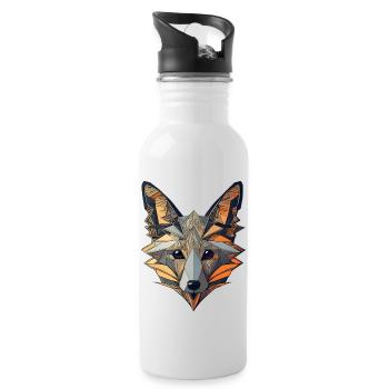 Abstrakte Kunst Fox - Trinkflasche mit integriertem Trinkhalm - Weiß - Rechts