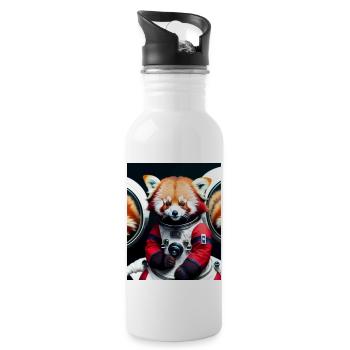 Red Panda Astronaut - Water bottle with straw - white - Right
