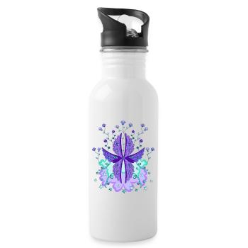 biblically accurate angel seraph seraphim purple - Water bottle with straw - white - Right