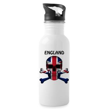 Skull Jolly Roger Pirate Flag England R6Z - Trinkflasche mit integriertem Trinkhalm - Weiß - Rechts