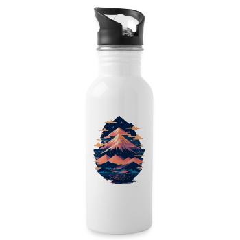 Serene Mount Fuji Sunset Peaceful River Scenery - Trinkflasche mit integriertem Trinkhalm - Weiß - Rechts