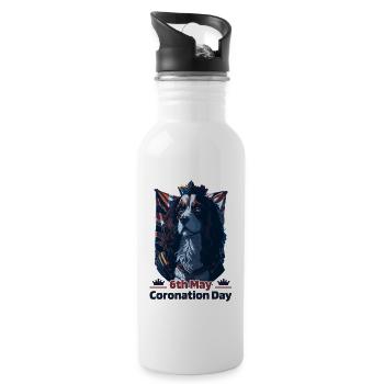 King's Coronation Day May 6th, 2023 Celebration - Trinkflasche mit integriertem Trinkhalm - Weiß - Rechts