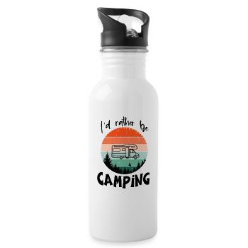 I'd rather go camping - I'd rather go camping - Water bottle with straw - white - Right