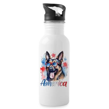 America Dog 4th of July Independence Day Freedom - Water bottle with straw - white - Right
