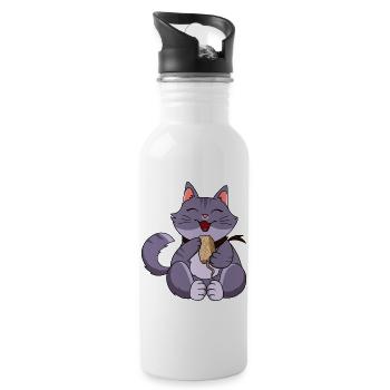 Greedy Purple Cat - Water bottle with straw - white - Right