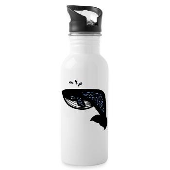 Blauwal - Trinkflasche mit integriertem Trinkhalm - Weiß - Rechts