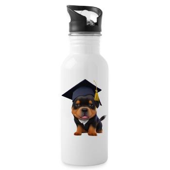 Bachelor Rottweiler Schulabschluss Studium Hunde - Trinkflasche mit integriertem Trinkhalm - Weiß - Rechts