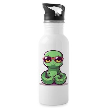 Sik the bespectacled snake - Water bottle with straw - white - Right