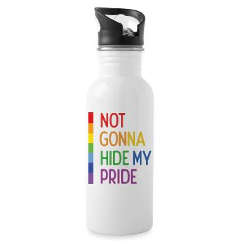 Pride Month LGBTQ - Ich werde meinen Stolz nicht verstecken - Trinkflasche mit integriertem Trinkhalm - Weiß - Rechts