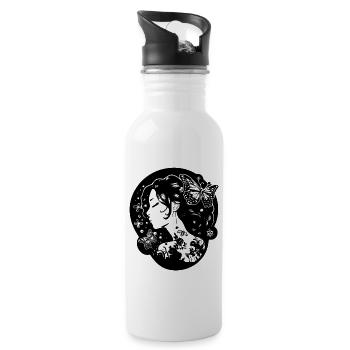 Beautiful Goth Aesthetic: Gothic girl with - Water bottle with straw - white - Right