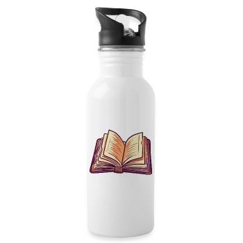 Stack of books for bookworms and bookworms - Water bottle with straw - white - Right