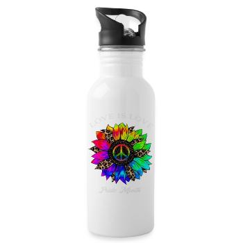 Love Is Love - Trinkflasche mit integriertem Trinkhalm - Weiß - Rechts