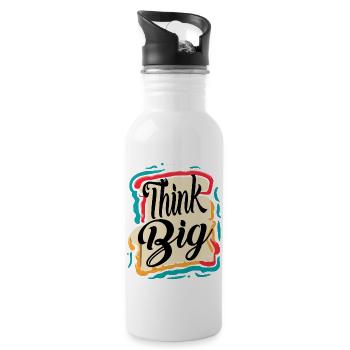 GROSS DENKEN - Trinkflasche mit integriertem Trinkhalm - Weiß - Rechts