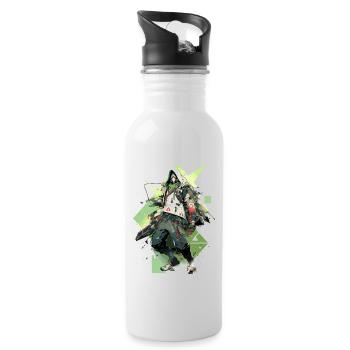 Epic Gamer Cyber Assassin in Green with Baggies - Water bottle with straw - white - Right