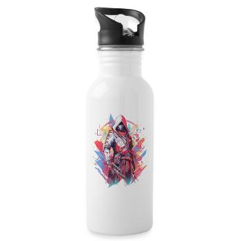 Epic Gamer Cyber Assassin from the Future - Water bottle with straw - white - Right